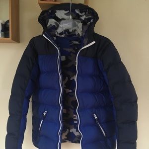 Lands end puffer coat kids size 14-16 navy cobalt